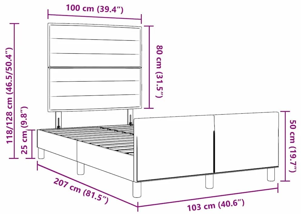 estruturas de cama vidaXL taupe 100x200 cm em tecido