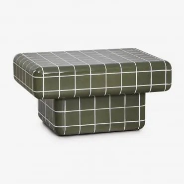 Mesa De Centro Retangular Para Jardim Em Cimento Com Aparência De Azulejo Eleonor 70 X 50 Cm & Éter Verde - Sklum