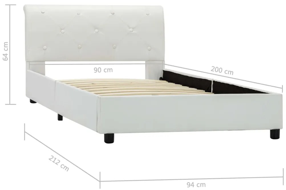 Estrutura de cama 90x200 cm couro artificial branco