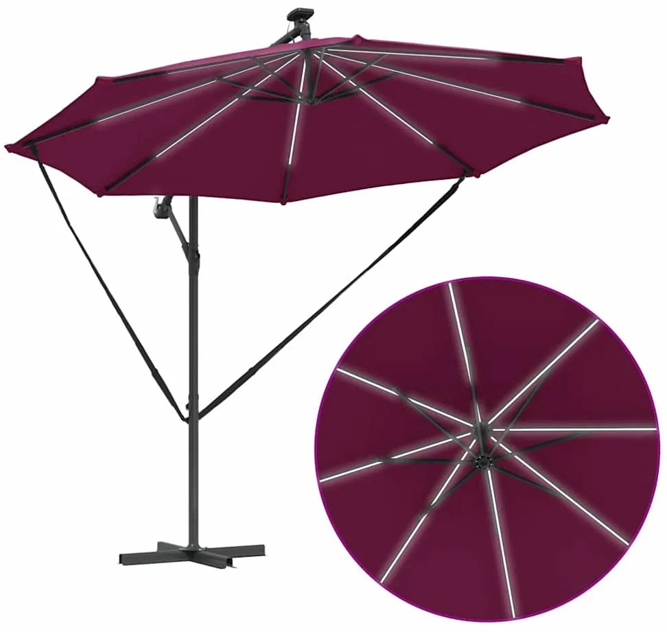 Guarda-sol de Bananeira Cantilever com bloqueio Vermelho bordô