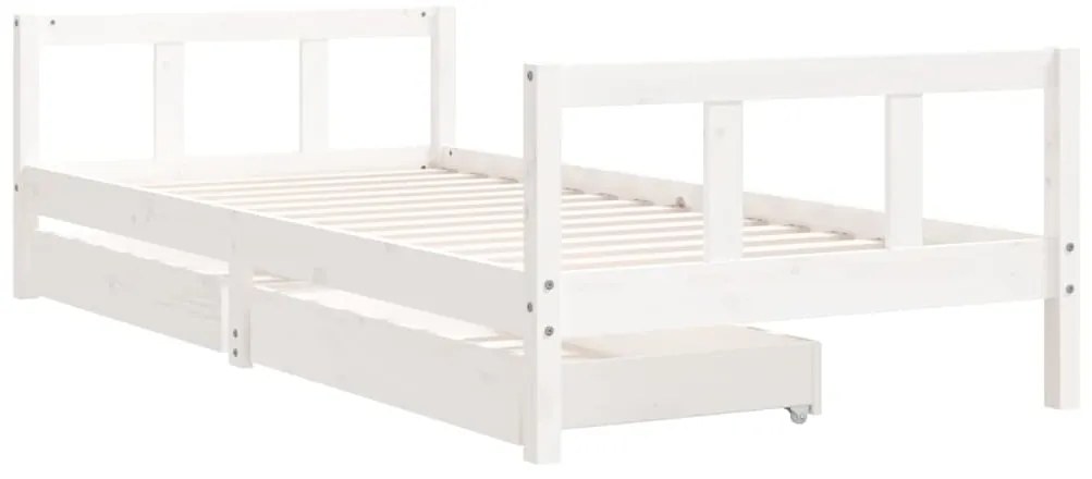 Estrutura cama infantil c/ gavetas 90x200cm pinho maciço branco
