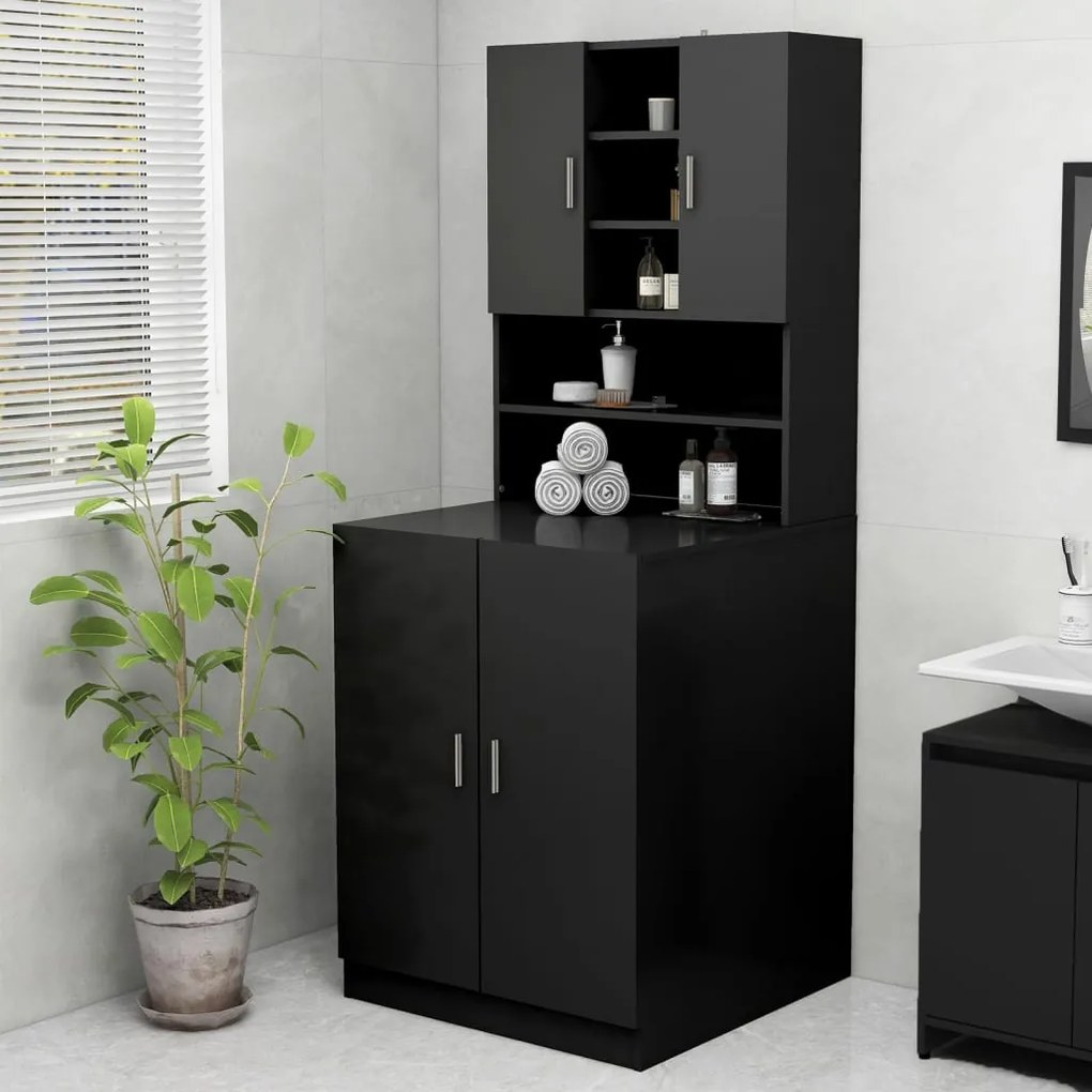 vidaXL Armário máquina de lavar 70,5x25,5x90 cm preto