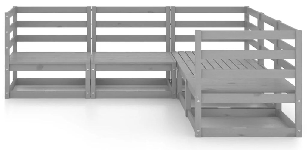 5 pcs conjunto lounge de jardim pinho sólido cinzento