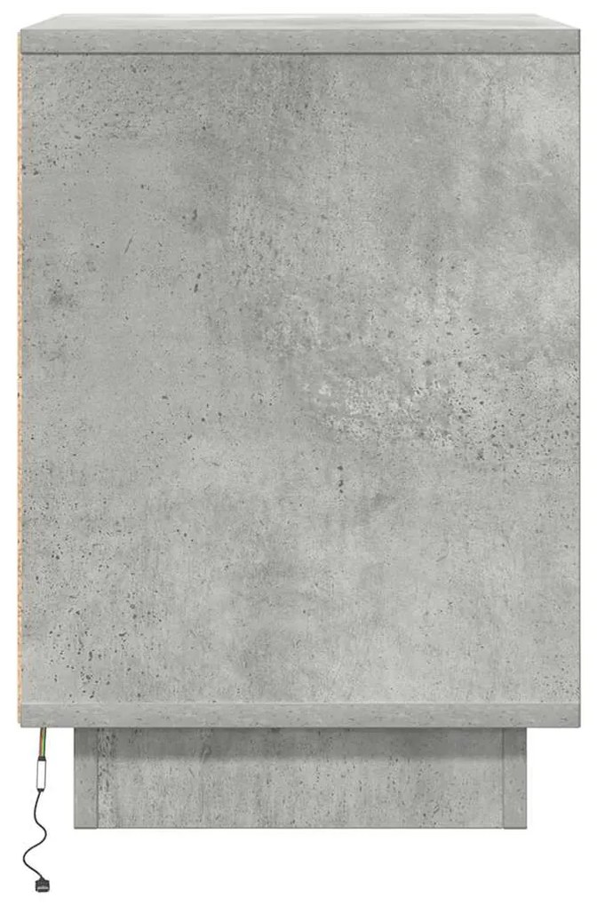 Mesas cabeceira c/ luzes LED 2 pcs 38x34x50 cm cinzento-cimento