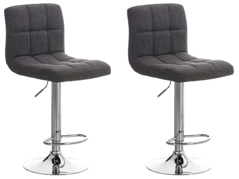 Conjunto de 2 bancos de bar Peru em tecido e com estrutura cromada 46 x 94-114 x 47 cm Cinzento