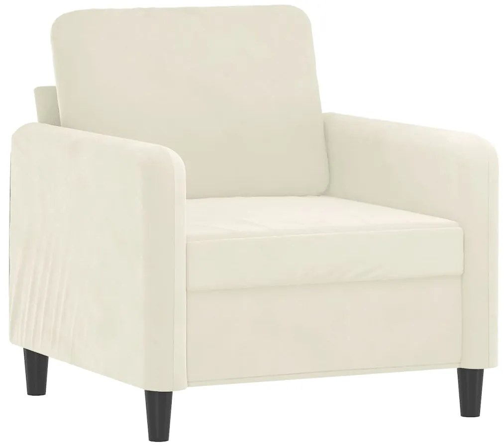Poltrona com apoio de pés 60 cm veludo cor creme