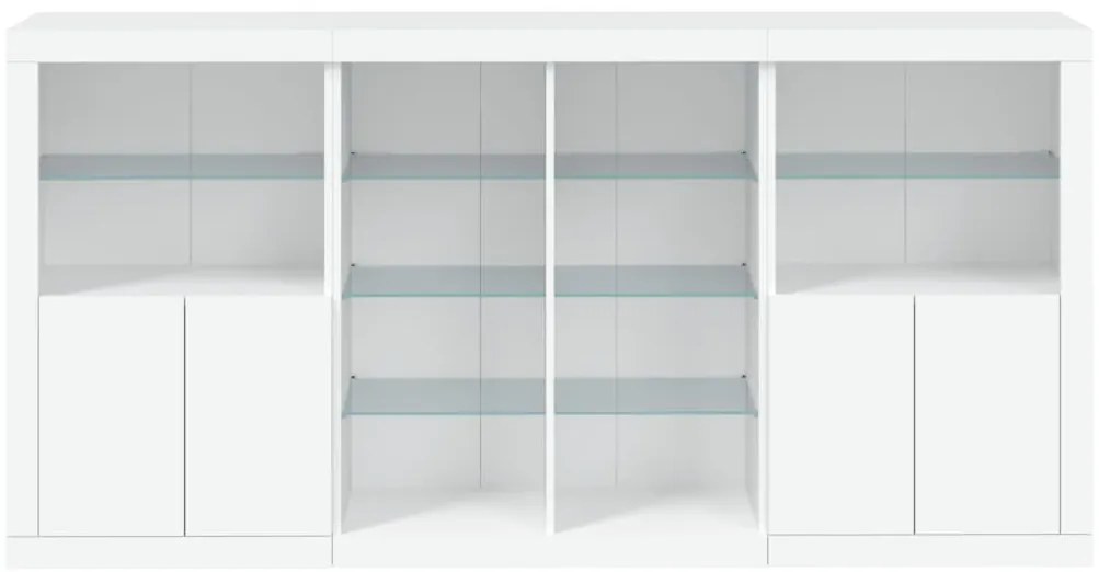 Aparador com luzes LED 202x37x100 cm branco