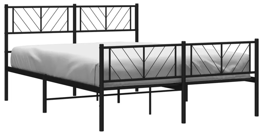 Estrutura de cama com cabeceira e pés 140x190 cm metal preto