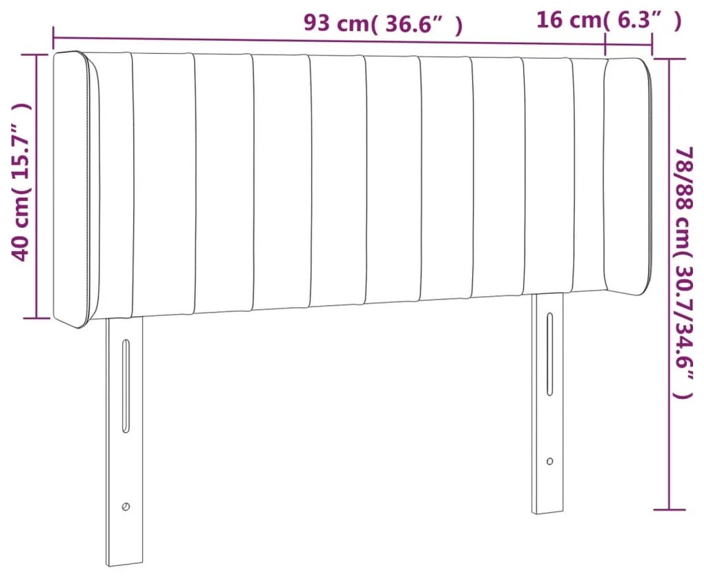 Cabeceira cama abas tecido 93x16x78/88 cm cinzento-acastanhado