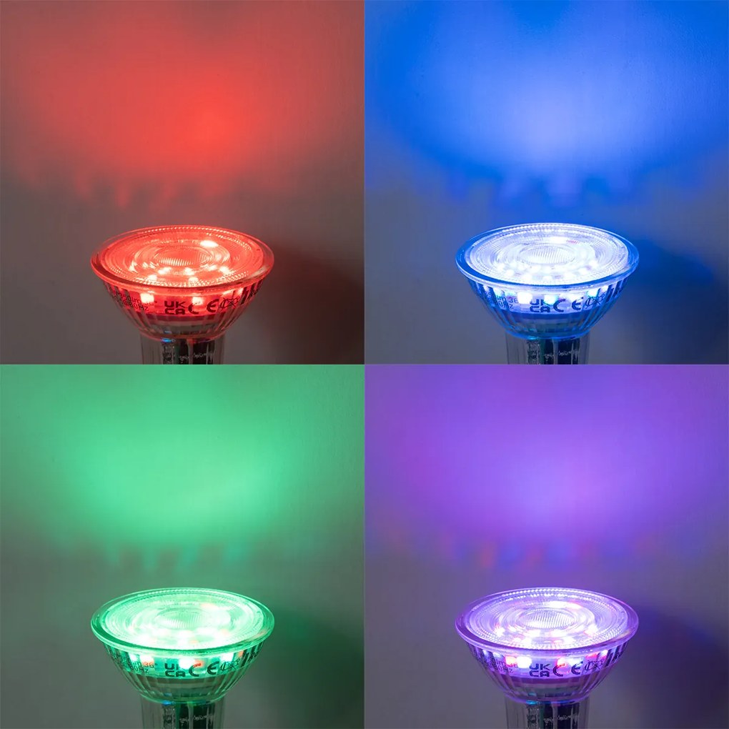 Set van 5 Smart GU10 50 LED lampen helder RGBW 4.5W 350 lm 2700-6000K