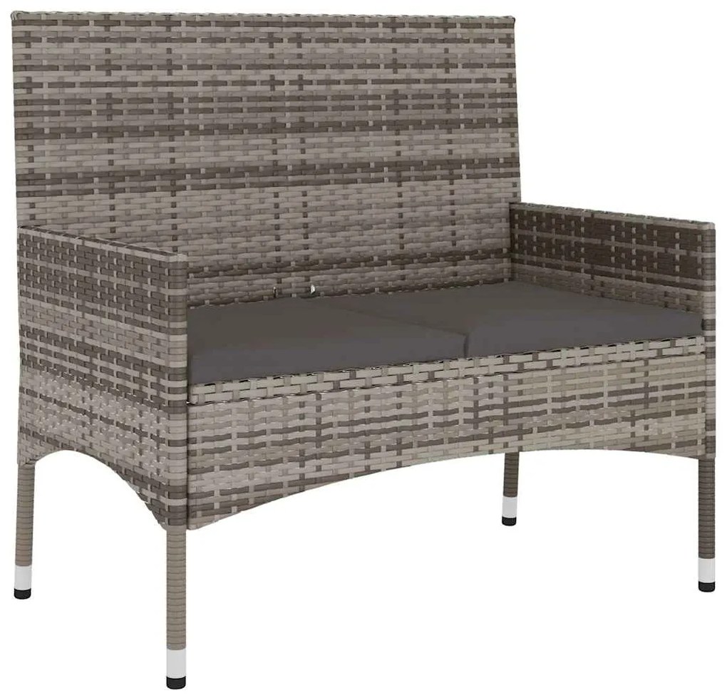 6 pcs conjunto lounge de jardim c/ almofadões vime PE cinzento