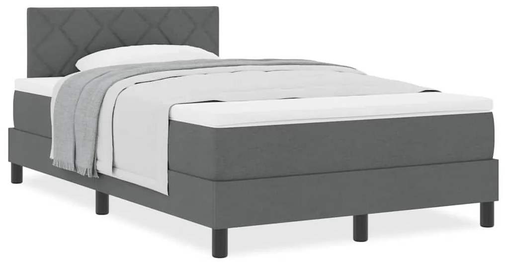 Cama Box Spring com Colchão Cinza Escuro 120x200 cm Tecido
