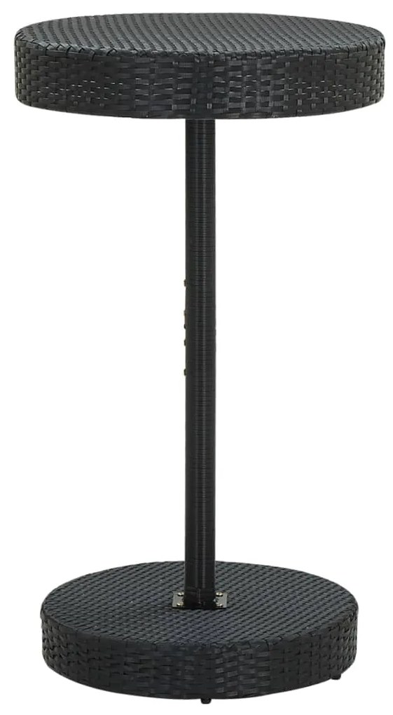 3 pcs conjunto de bar p/ jardim vime PE/acácia maciça preto