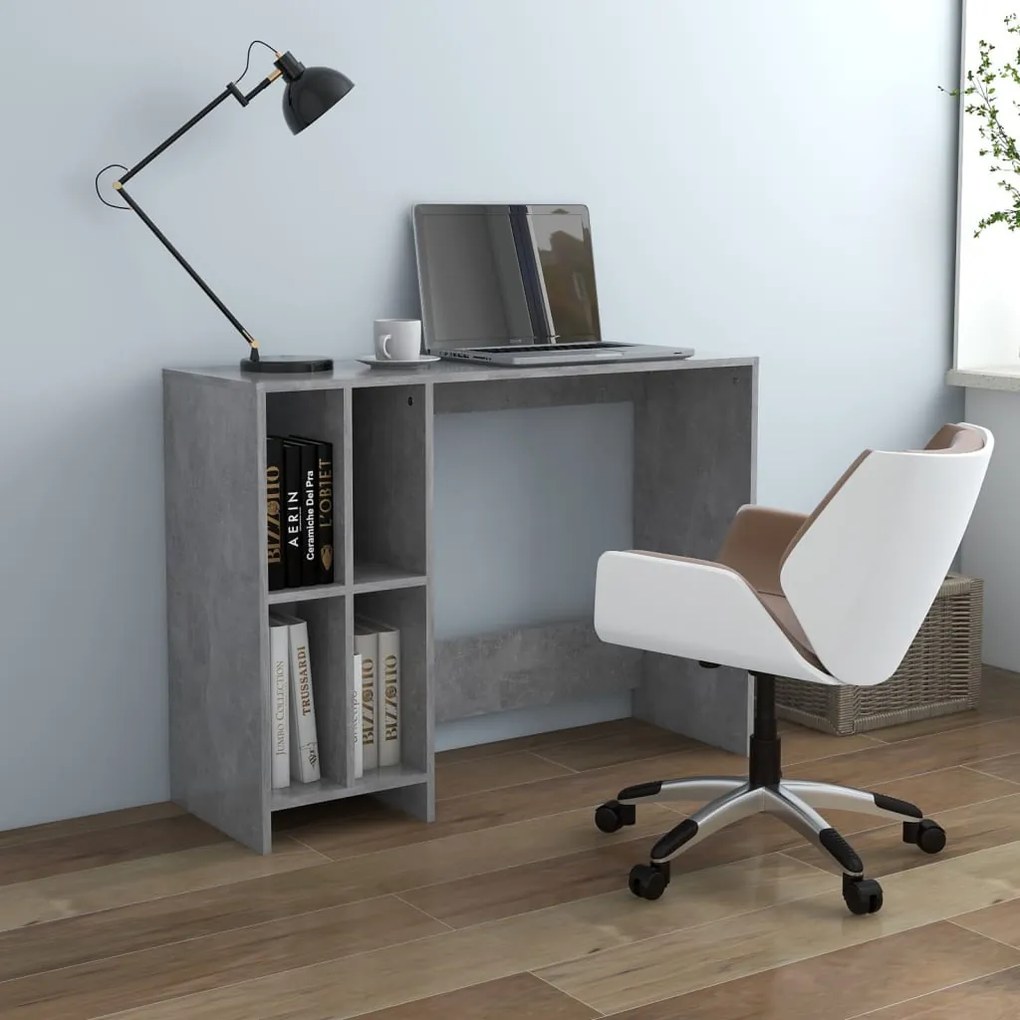 vidaXL Secretária 102,5x35x75 cm derivados de madeira cinzento cimento