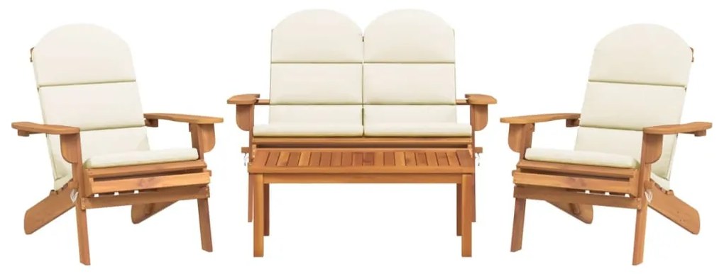 4 pcs conjunto lounge de jardim Adirondack acácia maciça