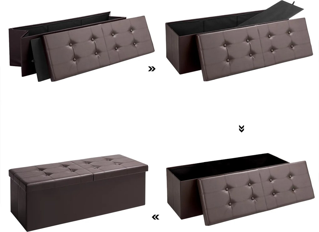 Banco dobrável com espaço de arrumação 80 x 40 x 40 cm Castanho