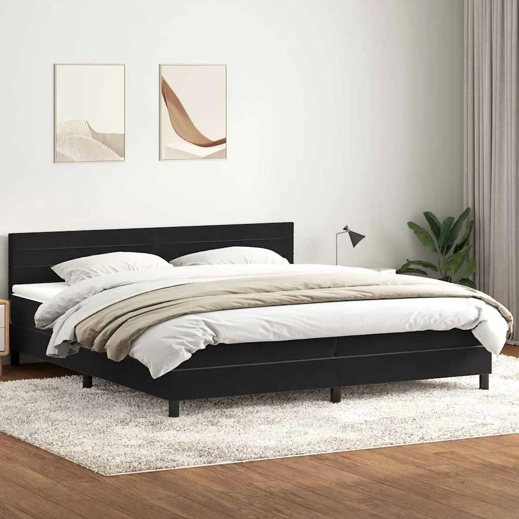 vidaXL Cama com molas/colchão 180x210 cm veludo preto