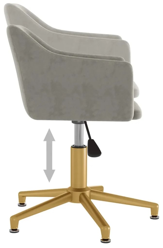 Cadeiras de jantar giratórias 2 pcs veludo cinzento-claro