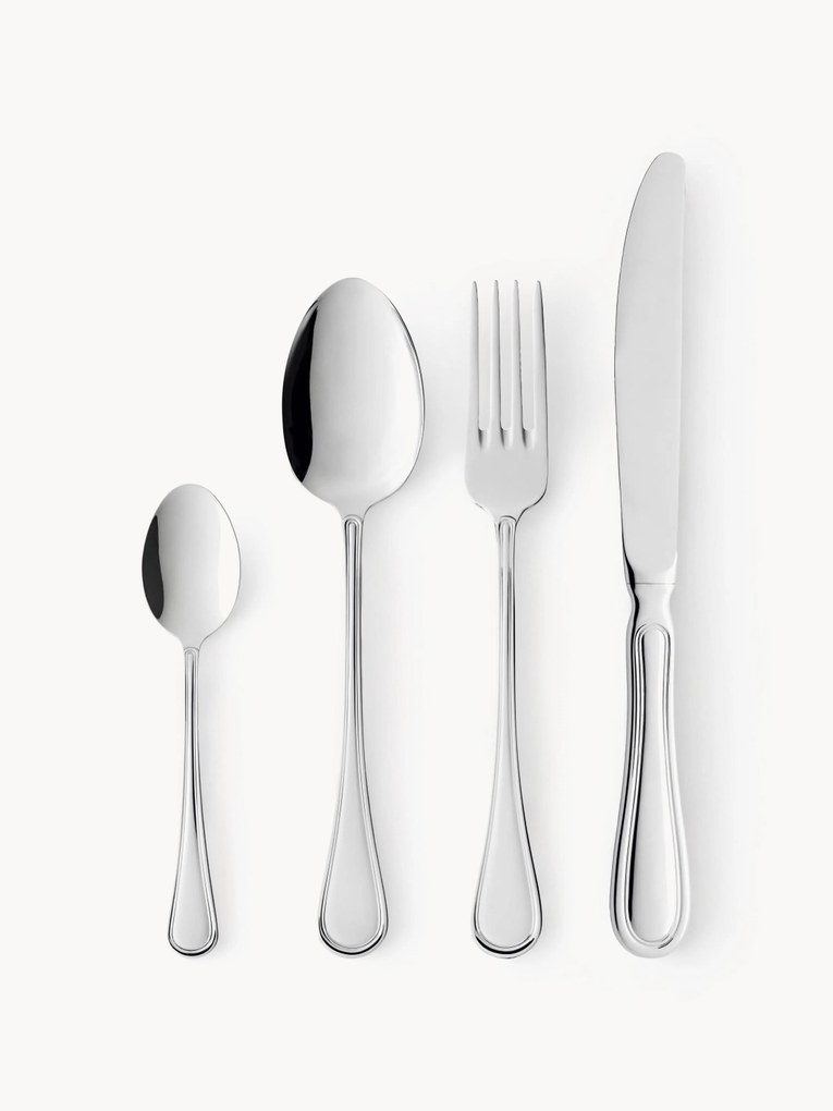 Conjunto de talheres espelhados com pega martelada Oxford, 4 pessoas, conjunto de 16