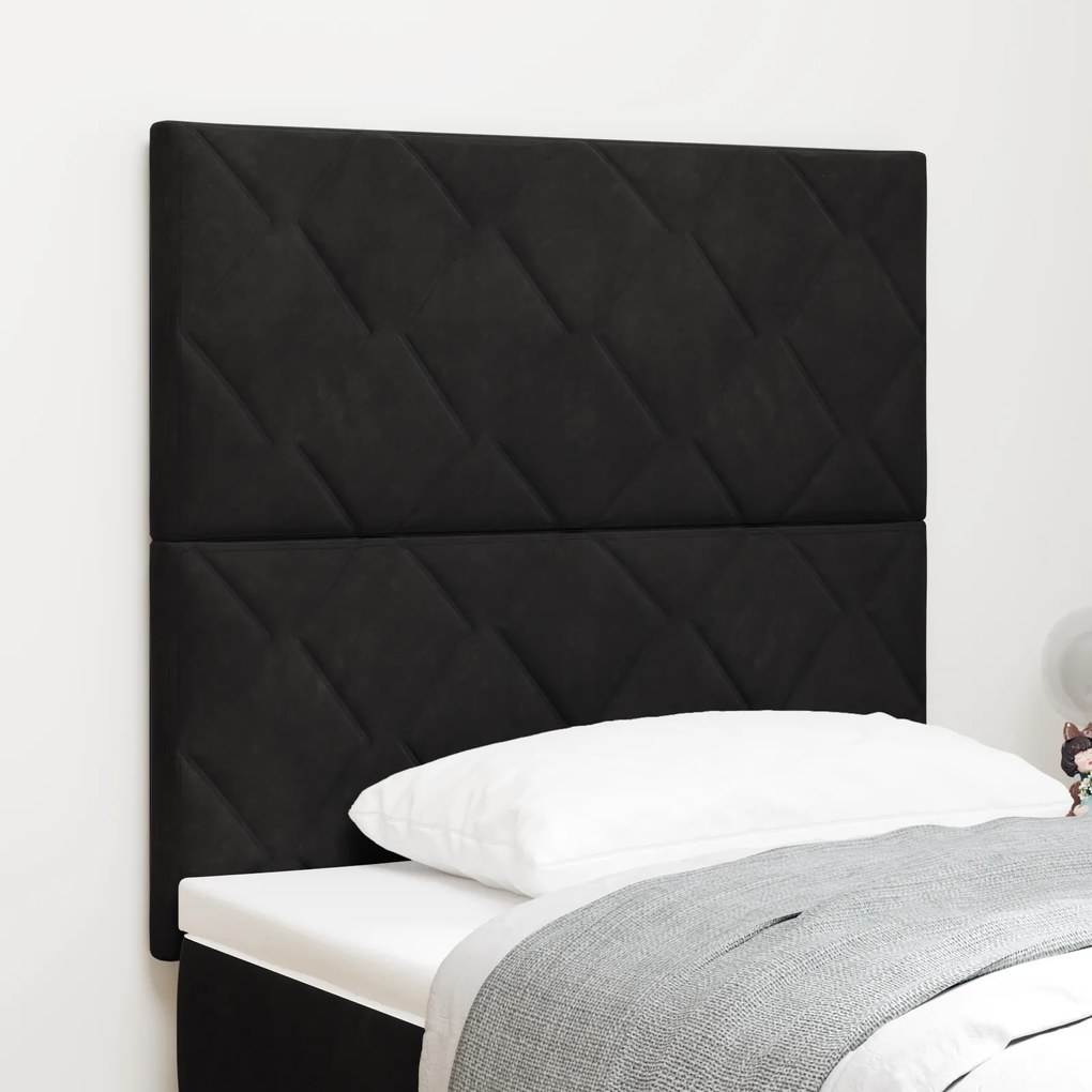 Cabeceira vidaXL Design Blocos de Diamante Preta 90 cm Veludo, Cabecei