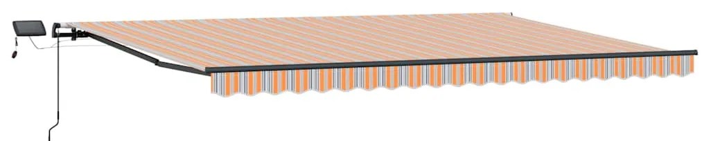 Toldo Retrátil Manual com Listras Multicoloridas 500x300 cm