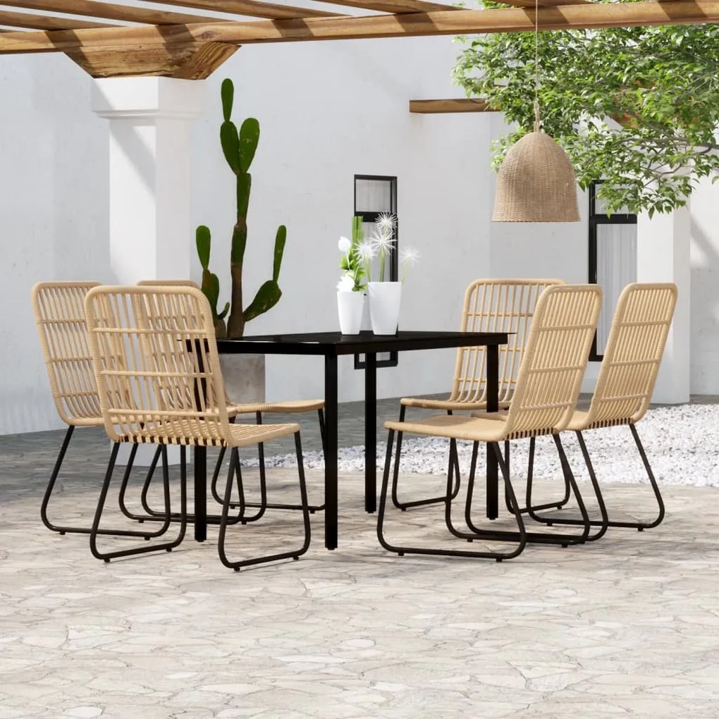 vidaXL 7 pcs conjunto de jantar para jardim cor de carvalho