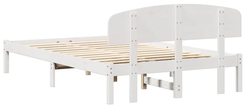 Estrutura de Cama com Cabeceira Branca 120x190 cm Madeira Maciça de Pi