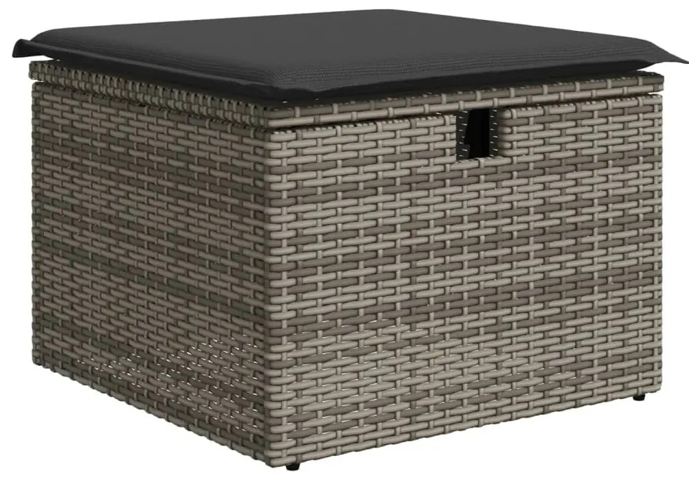 6 pcs conjunto sofás de jardim com almofadões vime cinzento