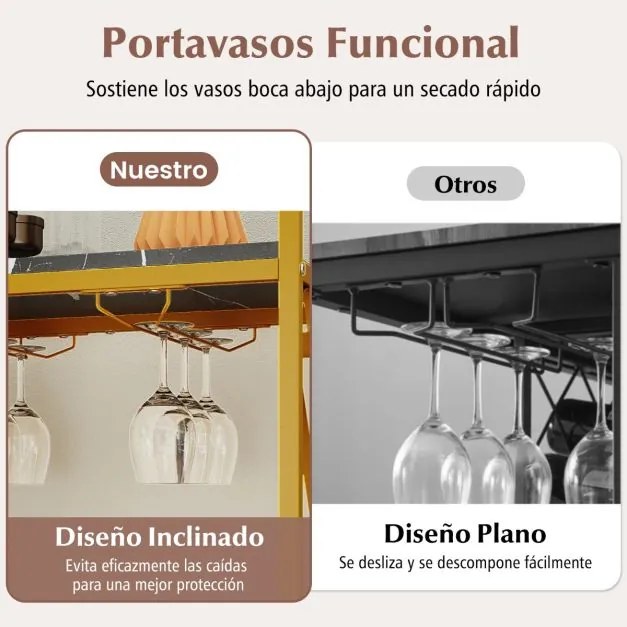 Garrafeira para Vinho 21 Garrafas com Suporte para Copos e Bancada em Madeira 93 x 38 x 102 cm Preto e Dourado