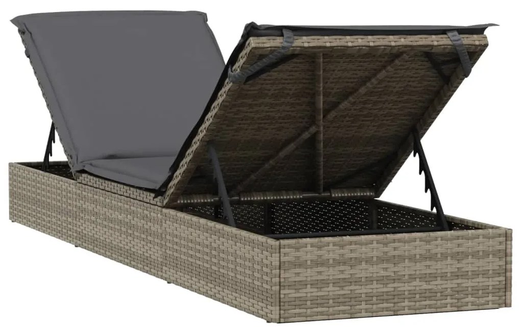 Espreguiçadeira com mesa vime PE cinza