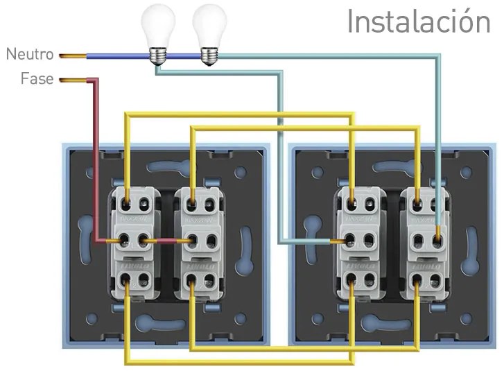 Comutador / Interruptor 2 botões, Moldura frente cinzento vidro temperado