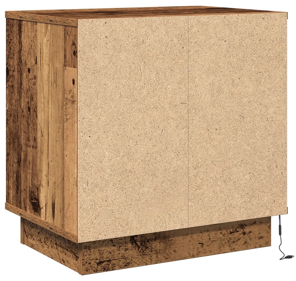 Cômodas de Cabeceira com LED 2 pcs Madeira Velha 50x34,5x50 cm