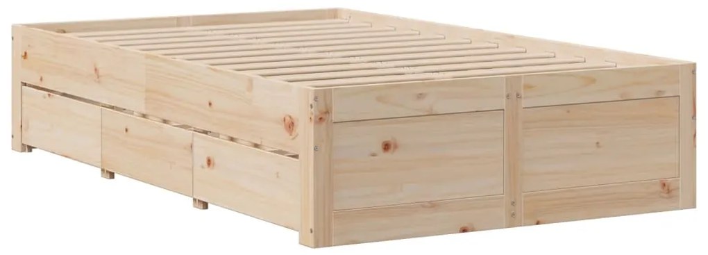 Cama sem colchão com gavetas 120x190 cm madeira de pinho maciça