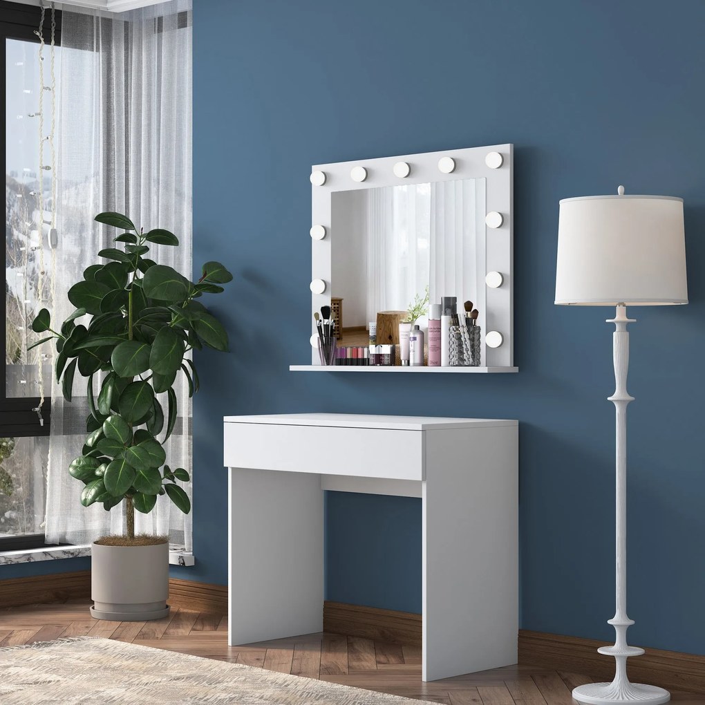 Mesa de Maquilhagem BJ120 – Branco – 90 cm x 76,8 cm x 45 cm