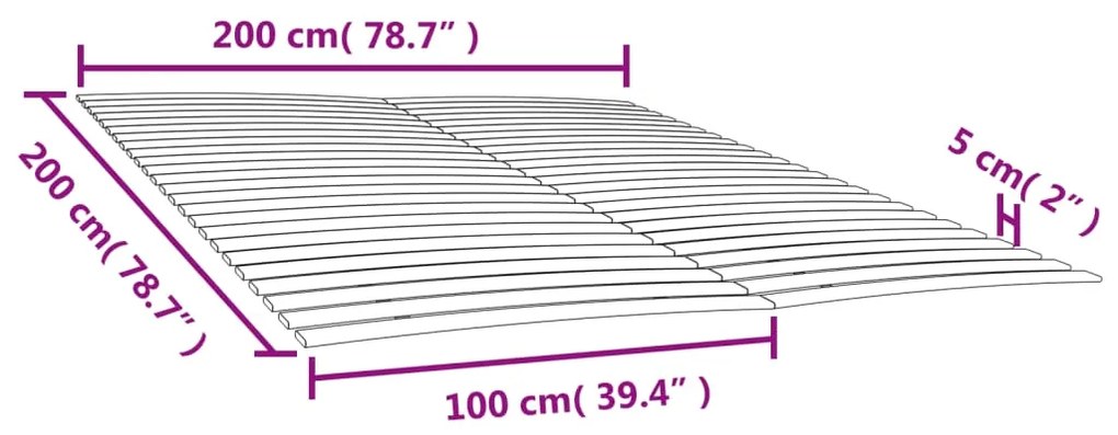 Estrados de ripas com 48 ripas 2 pcs 100x200 cm