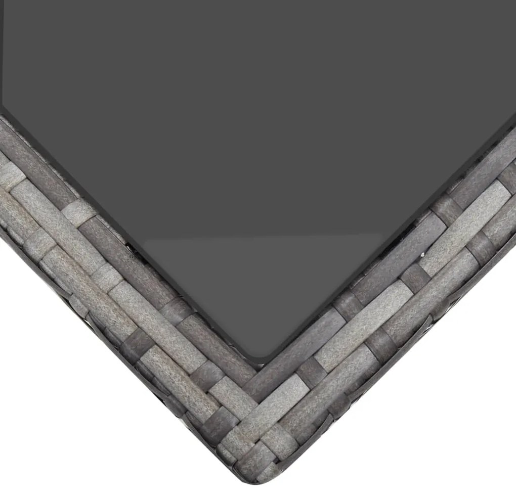 5 pcs conjunto jantar exterior c/ almofadões vime PE cinzento