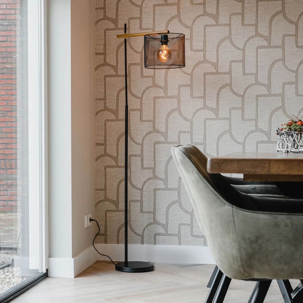 Candeeiro de pé industrial preto - Drum Mesh