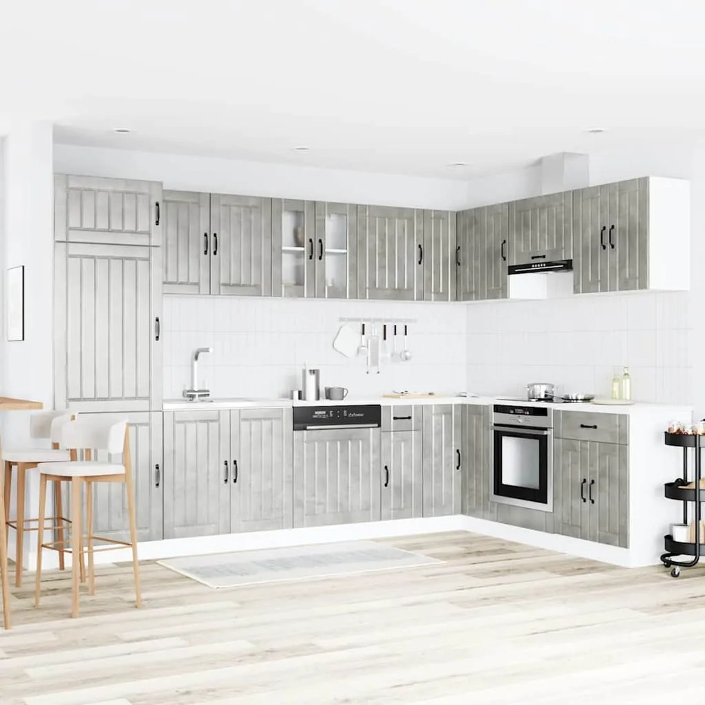 vidaXL Armário de Cozinha com porta 2 pcs Cinzeto 80 x 46 x 81.5 cm