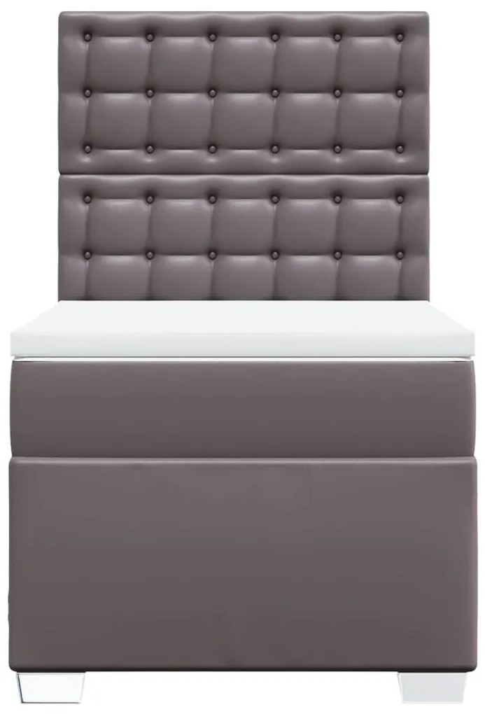 Cama com molas/colchão 100x200 cm couro artificial cinzento