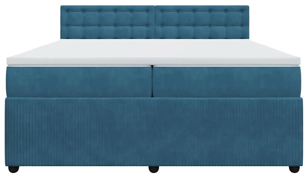 Cama com molas/colchão 200x200 cm veludo azul