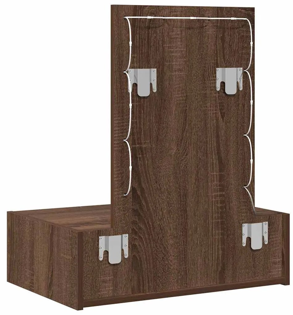 Mesa de Maquilhagem Montada na Parede com Luzes LED em Carvalho Castan