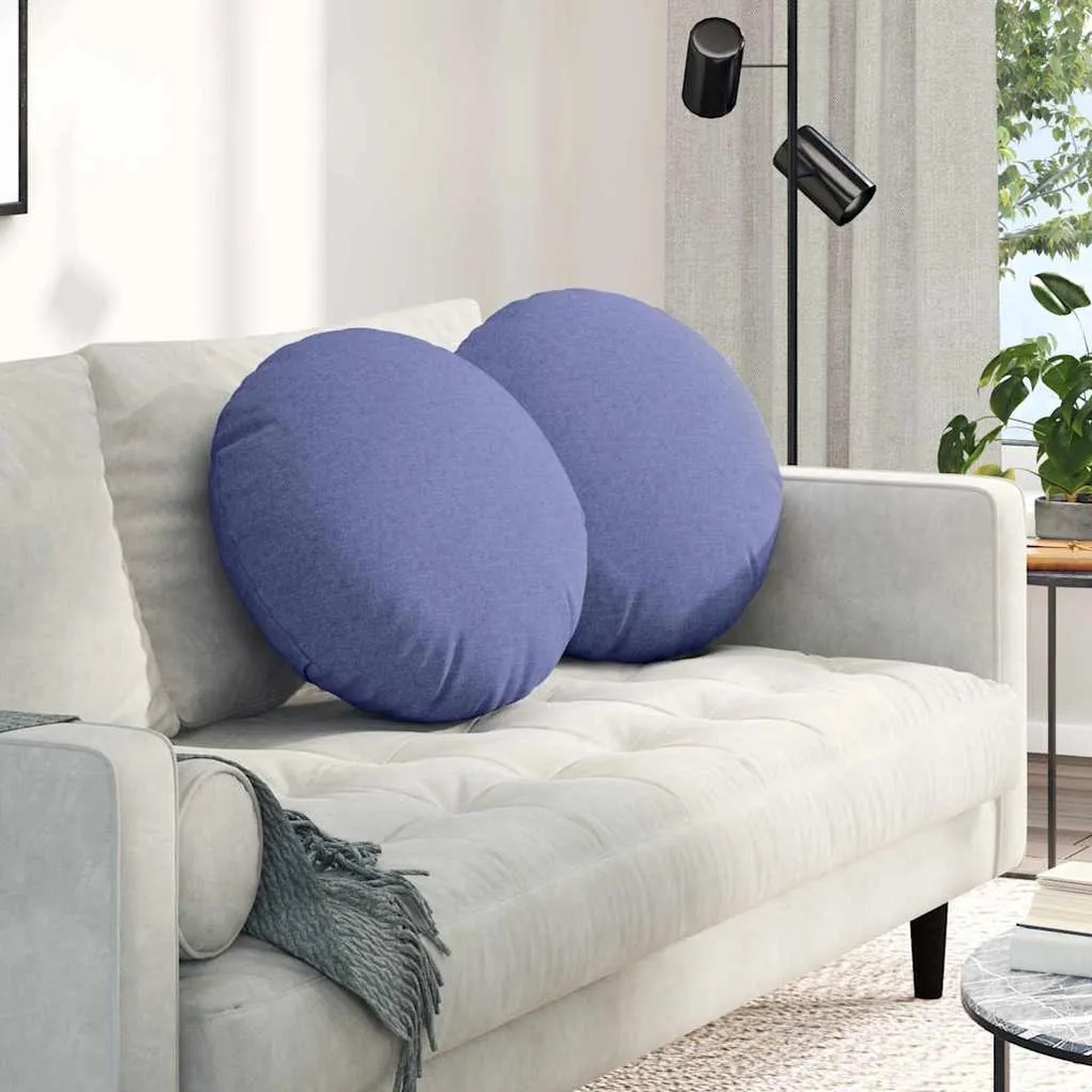 vidaXL Almofadas de Assento 2 pcs Azul Jeans Ø50 x 19 cm tecido