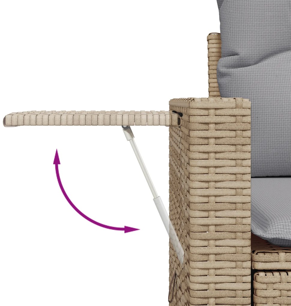 Conjunto de Sofá Jardim vidaXL 9 Peças com Almofadas Bege Polirattan A