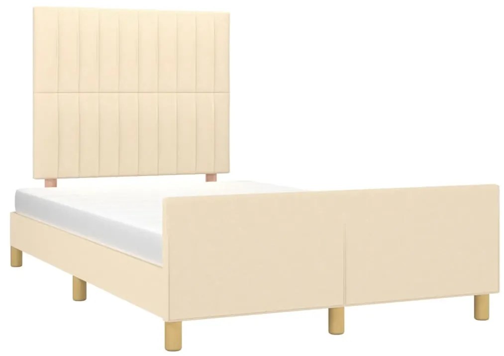 Estrutura de cama sem colchão 120x200 cm tecido cor creme