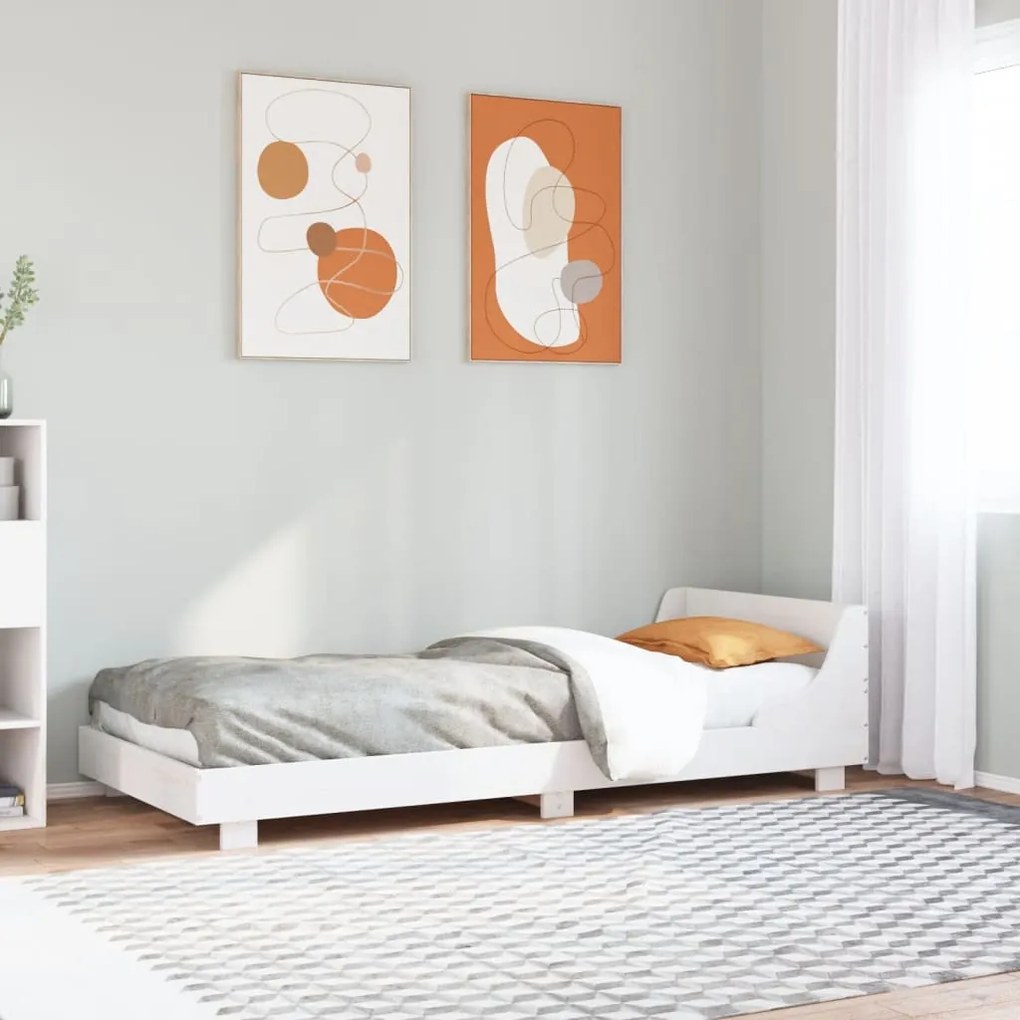 Cama sem colchão 75x190 cm madeira de pinho maciça branco