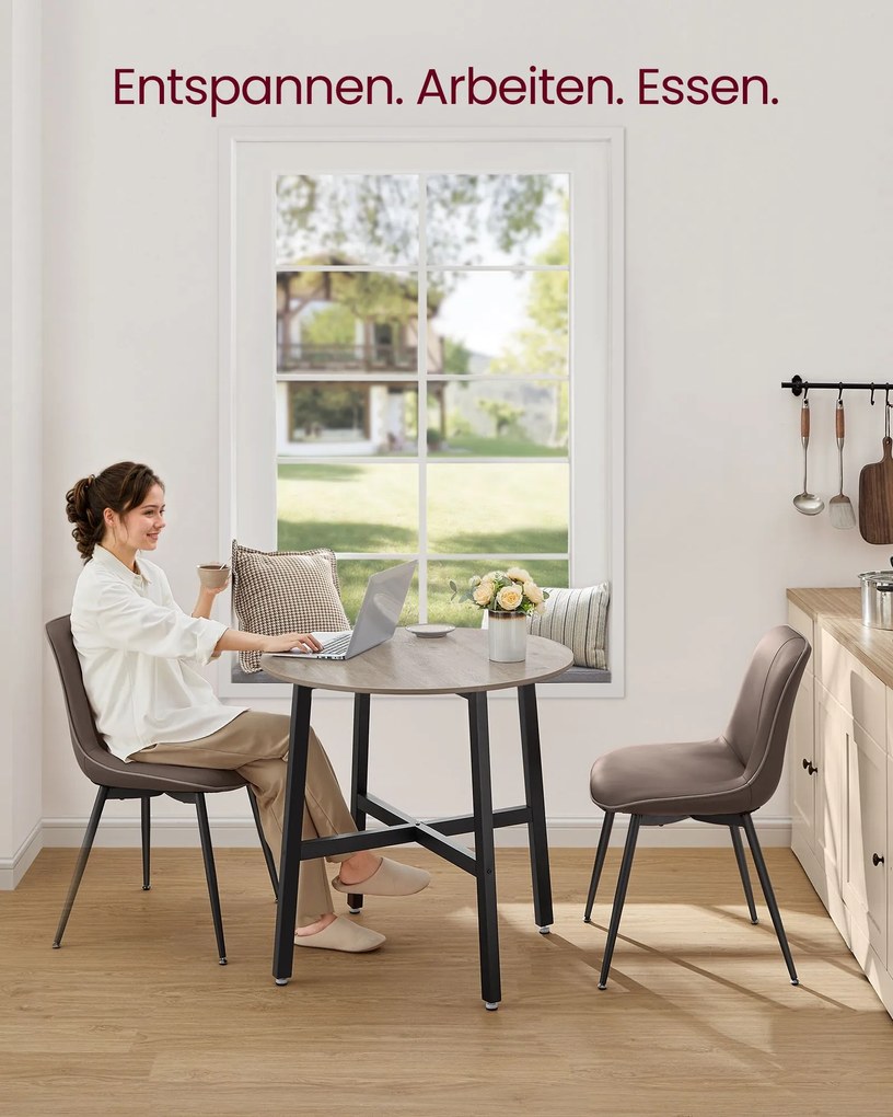 Mesa jantar de cozinha, sala redonda 80 x 75 cm Greige-preta
