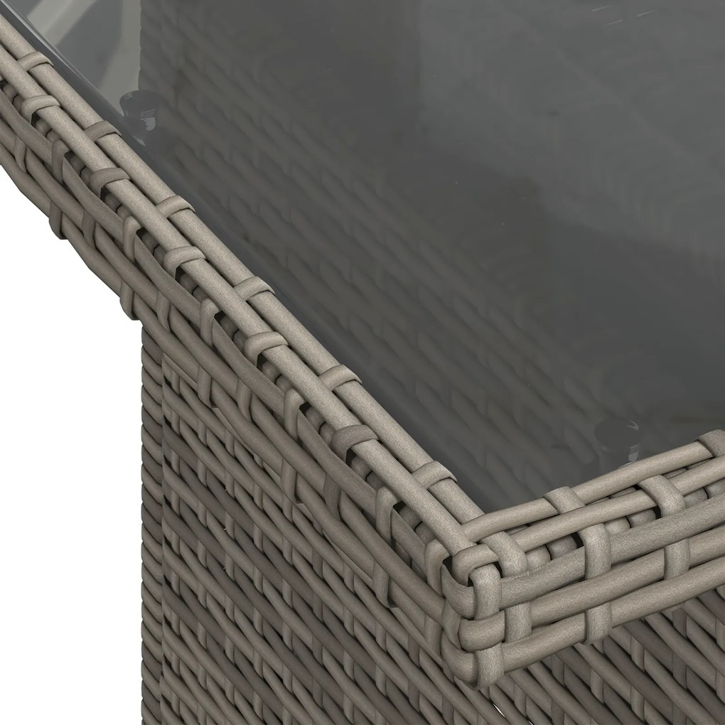 Conjunto de Sofá de Jardim de 7 Peças com Almofadas Cinza em Rattan Si