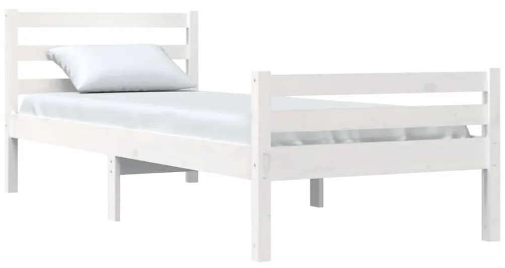 Estrutura de cama solteiro 90x190 cm madeira maciça branco