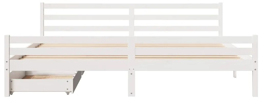 Cama sem colchão 200x200 cm madeira de pinho maciça branco
