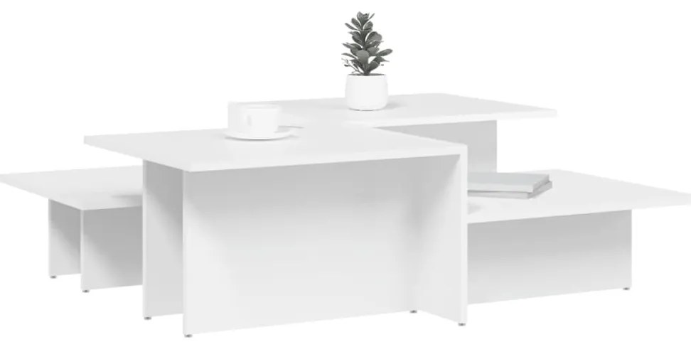 Mesas de centro 2 pcs derivados de madeira branco